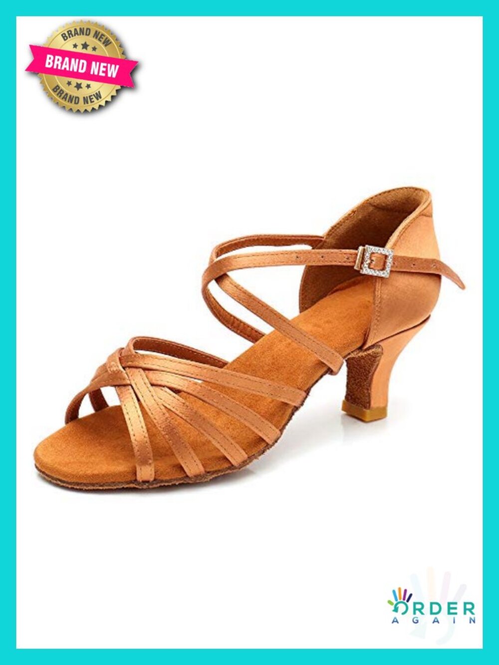 Women's Satin Latin Dance Shoes with Suede Sole - Ballroom Salsa Practice